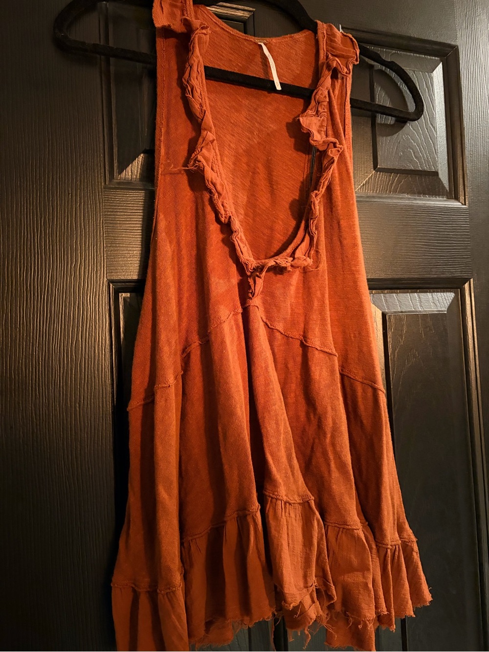 Free People Rust Ruffle-Trim Sleeveless Ruffled Tank - Women's